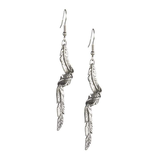 Curled Silver Feather Earrings