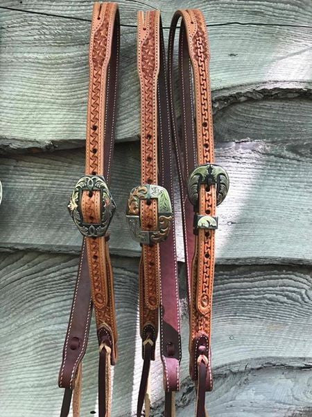 Handmade & Tooled Split Ear Headstall