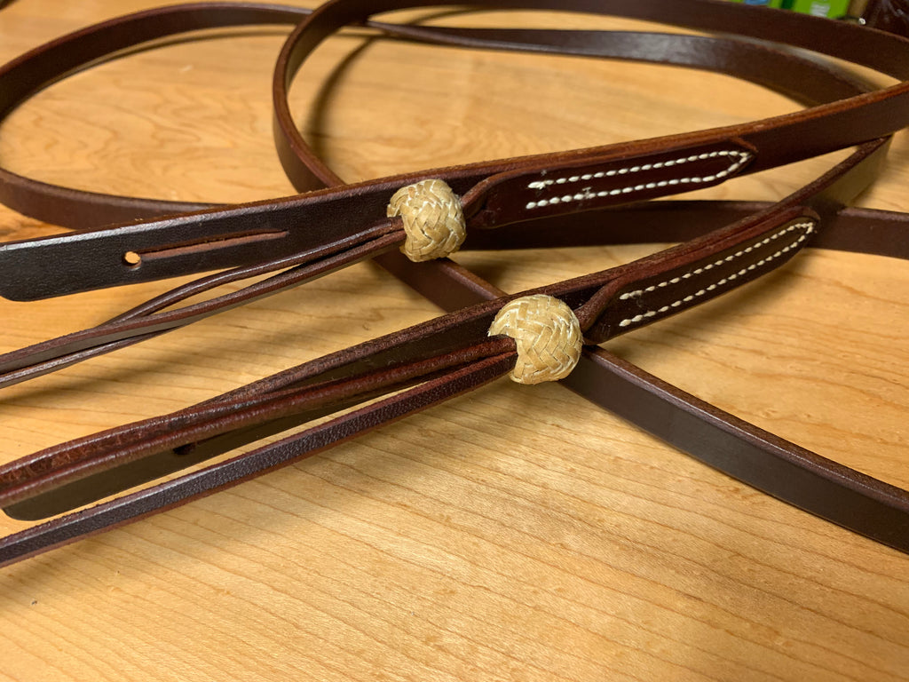 DM Tack Latigo Roping Reins w/ Rawhide Knots The Green Spur