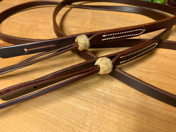 DM Tack Latigo Roping Reins w/ Rawhide Knots