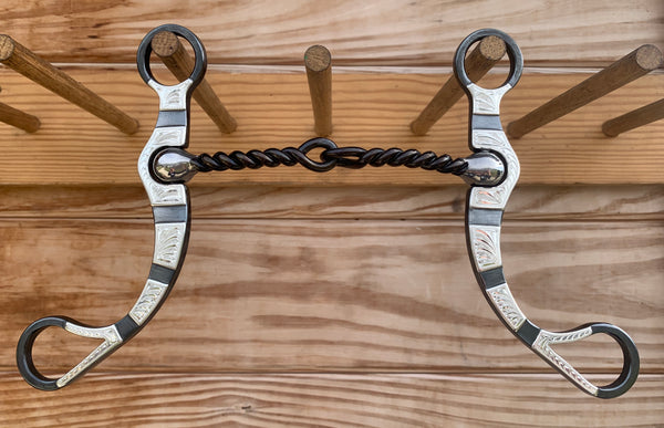 Maheu Twisted Wire Snaffle on Shank w/ Silver Bars